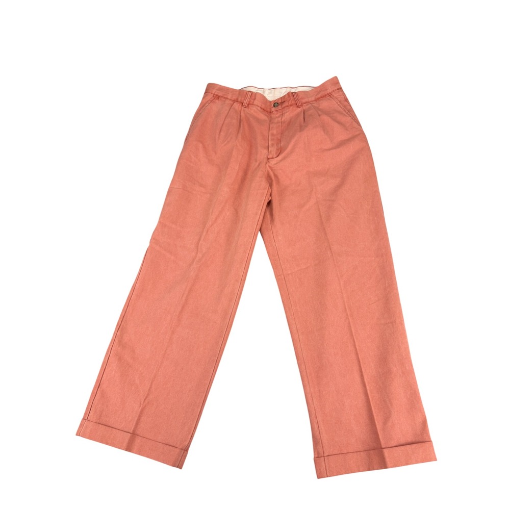 Murrays Toggery Shop Nantucket Red Pleated Cuffed Cotton Pants Mens 34x30*28